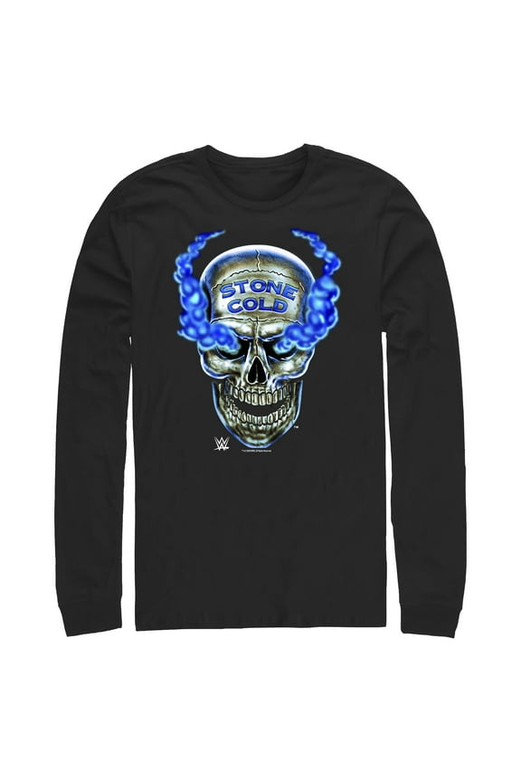 Mens WWE Stone Cold Smoke Skull Long Sleeve Shirt