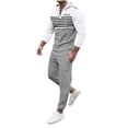 thumbnail image 1 of Mens Waffle Athletic Sweatsuit Sets, Casual Striped Long Sleeve Pullover Hoodies with Jogging Sweatpants Tracksuits, 1 of 6