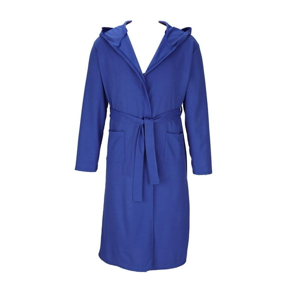 Mens Waffle Bathrobe Long Sleeve Lightweight Hooded Robe with Pockets Soft Shower Spa Bathrobes Blue, S