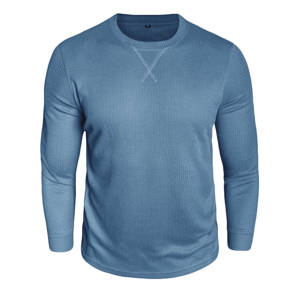 Mens Waffle Crewneck Long Sleeve T-Shirt Lightweight Slim Fit Pullover Comfy Daily Solid Base Layer