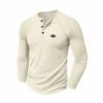 Mens Waffle Henley Shirt Long Sleeve T-Shirt Stretch Fit V Neck Button Stretch Tees Shirt Casual Knit Athletic Top