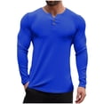 thumbnail image 1 of Mens Waffle Henley Shirt Long Sleeve Thermal Pullover Lightweight Casual Button Placket Stylish Tshirts, 1 of 5