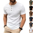 thumbnail image 1 of Mens Waffle Knit Henley T Shirts Short Sleeve Casual Textured Muscle Slim Fit Pullover Soft Stretch Workout Athletic Tee Summer Fashion Basic Solid Color Tops, 1 of 10