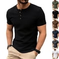 thumbnail image 1 of Mens Waffle Knit Henley T Shirts Short Sleeve Casual Textured Muscle Slim Fit Pullover Soft Stretch Workout Athletic Tee Summer Fashion Basic Solid Color Tops, 1 of 10