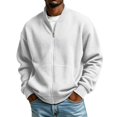 thumbnail image 1 of Mens Waffle Knit Jacket Stand Collar Full Zip Kangaroo Pocket Coat Mens Waffle Knit Jacket Stand Collar Full Zip Coat, 1 of 5