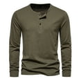 thumbnail image 1 of Mens Waffle Knit Long Sleeve Henley Shirt 4-buttons Casual Plain Tee Tshirt Pullover Fall Sweatshirt Top Blouses (X-Large, Army Green 01), 1 of 5