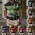 thumbnail image 1 of Mens Waffle Knit Polo Shirt Striped Print Short Sleeve Casual Tee Summer Slim Top Rose Gold XXL, 1 of 4