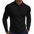thumbnail image 1 of Mens Waffle Knit Polo Shirts Button Collared Long Sleeve Polo T Shirts Casual Slim Fit Office Work Golf Shirt, 1 of 5