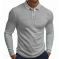 thumbnail image 1 of Mens Waffle Knit Polo Shirts Button Collared Long Sleeve Polo T Shirts Casual Slim Fit Office Work Golf Shirt, 1 of 5