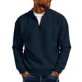 thumbnail image 1 of Mens Waffle Knit Quarter Zip Sweatshirts Long Sleeve Crew Neck Pullover Sweater Casual Loose Lightweight Knitted Sweater, 1 of 5