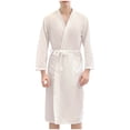 thumbnail image 1 of Mens Waffle Knit Robe Soft Lightweight Kimono Spa Bathrobes Long Sleeve Knee Length Robes with Pockets Loose Loungewear, 1 of 5