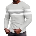 thumbnail image 1 of Mens Waffle Knit Shirt Striped Graphic Long Sleeve Thermal Pullover Stretch Crewneck Top Gym Loungewear, 1 of 5