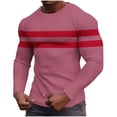 thumbnail image 1 of Mens Waffle Knit Shirt Striped Graphic Long Sleeve Thermal Pullover Stretch Crewneck Top Gym Loungewear, 1 of 5