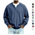 thumbnail image 1 of Mens Waffle Long Sleeve Shirt Loose Fit Notch Neck Long Sleeve Thermal Shirts Casual Comfort Oversized Tops, 1 of 6
