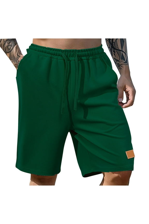 Mens Waffle Shorts Casual Fashion Elastic Waist Drawstring Jogger Short Summer Gym Workout Running Short with Pocket