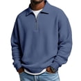 thumbnail image 1 of Mens Waffle Sweatshirt Casual Stand Collar Quarter Zip Pullover 2026 Spring Summer Ribbed Long Sleeve Sweatshirts Dark Blue M, 1 of 3