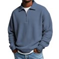 Metol Tab Mens Waffle Sweatshirt Polo Collar Quarter Zip Metal Pull Tab Ribbed ...