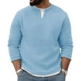 thumbnail image 1 of Mens Waffle Sweatshirts Contrast V Neck Long Sleeve Textured Pullover Fashion Casual Loose Fit Tops, 1 of 5