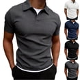 thumbnail image 1 of Mens Waffle Texture 2 in 1 Polo Shirts Short Sleeve Casual Slim Fit T-Shirts Moisture Wicking Collared Golf Shirt White, 1 of 9