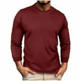 thumbnail image 1 of Mens Waffled T-Shirts, Long Sleeve Pullover for Men Fall Fashion Loose Fit Solid Color Crewneck Sweatshirts S-2XL, 1 of 5