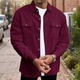 thumbnail image 1 of Mens Waffleknit Shirts with Pockets and Collar Button-Down Long Sleeve Shackets Shirt Casual Solid Color Lapel Going-Out Work Tshirts Tops, 1 of 7