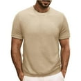 thumbnail image 1 of Mens Waffleknit T Shirts Short Sleeve Crewneck Tees Tops Casual Solid Color Pullover Slim Basic Breathable Going-Out Loungewear Tshirts Shirt, 1 of 6