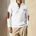 thumbnail image 1 of Mens Waffles Sweatshirt Color Block Pullover Sweatshirts Long Sleeve V-Neck Sweater Loose Fitting Knit Fall Tops White M, 1 of 9