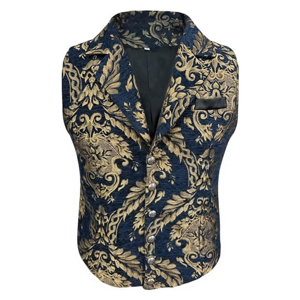 CosplayDiy Men's Tudor Vest - Victorian Gothic Jerkin Waistcoat For Steampunk Renaissance Costume