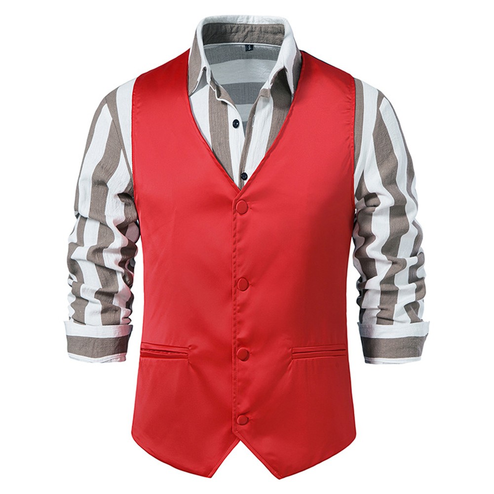 Mens Waistcoat Vest Vintage Formal Herringbone Retro Business Button Up