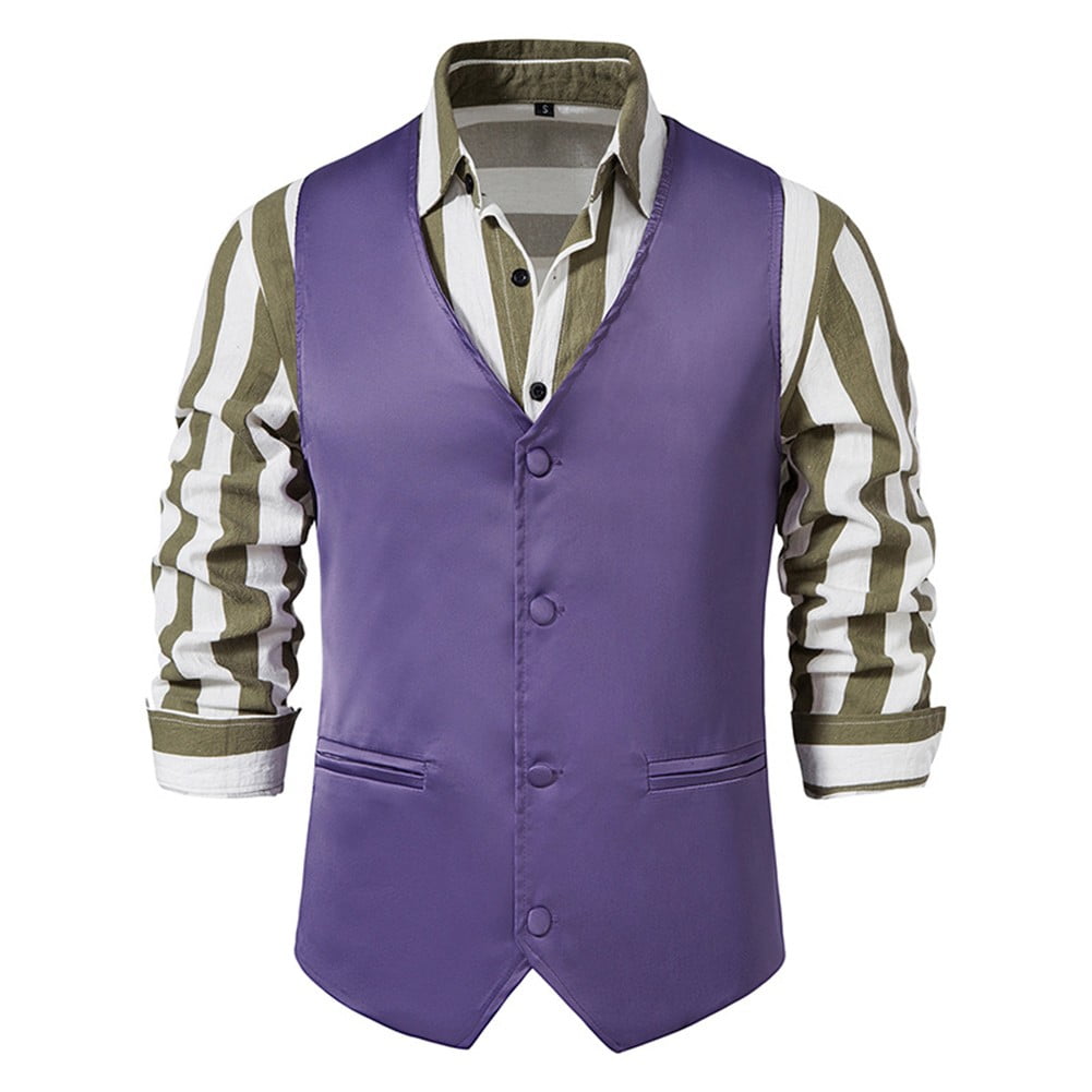 Mens Waistcoat Vest Vintage Formal Herringbone Retro Business Button Up
