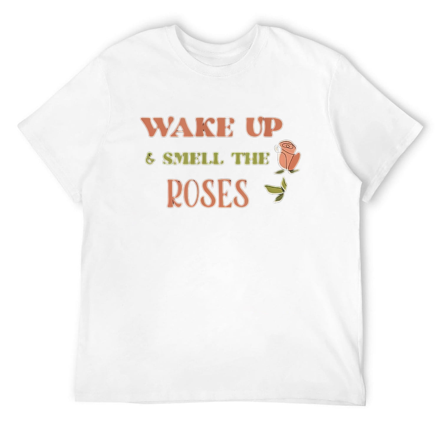 Mens Wake Up And Smell The Roses Aesthetic One Line Art TShirt White