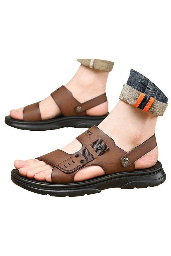 Mens Walking Sandals with Back Strap Arch Support Comfortable Plantar Fasciitis Sport Slides Beach Slippers