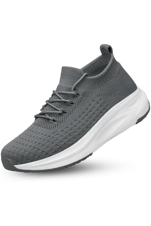 Mens Walking Shoes Non Slip Running Shoes Slip on Lightweight Breathable Sock Shoes Athletic Workout Gym Sneakers Grey Size 10