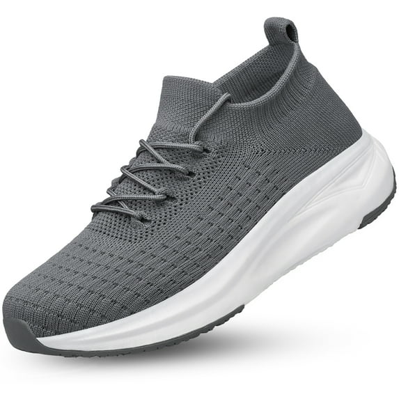 vibdiv Mens Walking Shoes Non Slip Running Shoes Slip on Lightweight Breathable Sock Shoes Athletic Workout Gym Sneakers Grey Size 11