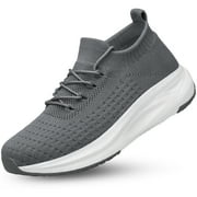Mens Walking Shoes Non Slip Running Shoes Slip on Lightweight Breathable Sock Shoes Athletic Workout Gym Sneakers Grey Size 9