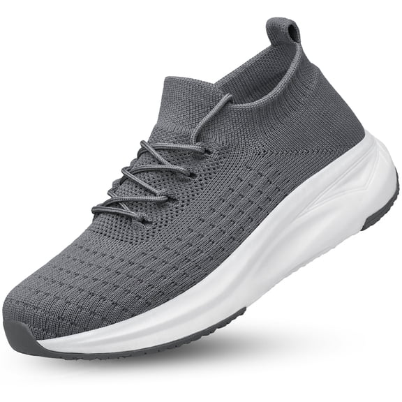 vibdiv Mens Walking Shoes Non Slip Running Shoes Slip on Lightweight Breathable Sock Shoes Athletic Workout Gym Sneakers Grey Size 9