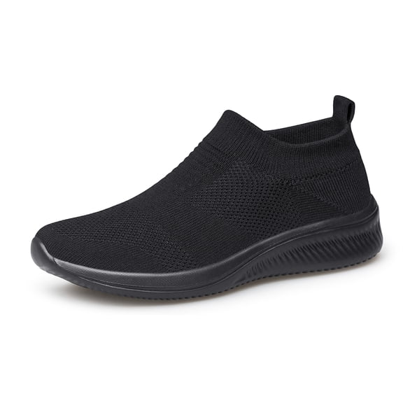 vibdiv Men's Non-Slip Sports Shoes Running Tennis Sneakers Light and Breathable Leisure Walking Shoes All Black Size 10.5