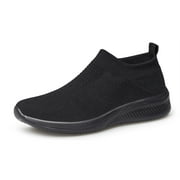 vibdiv Mens Non-Slip Sports Shoes Running Tennis Sneakers Light and Breathable Leisure Walking Shoes All Black Size 7