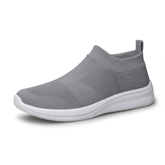 Mens Walking Shoes Slip on Sneakers Running Tennis Shoes Lightweight Breathable Casual Work Sports Gym Shoes Grey Size 12