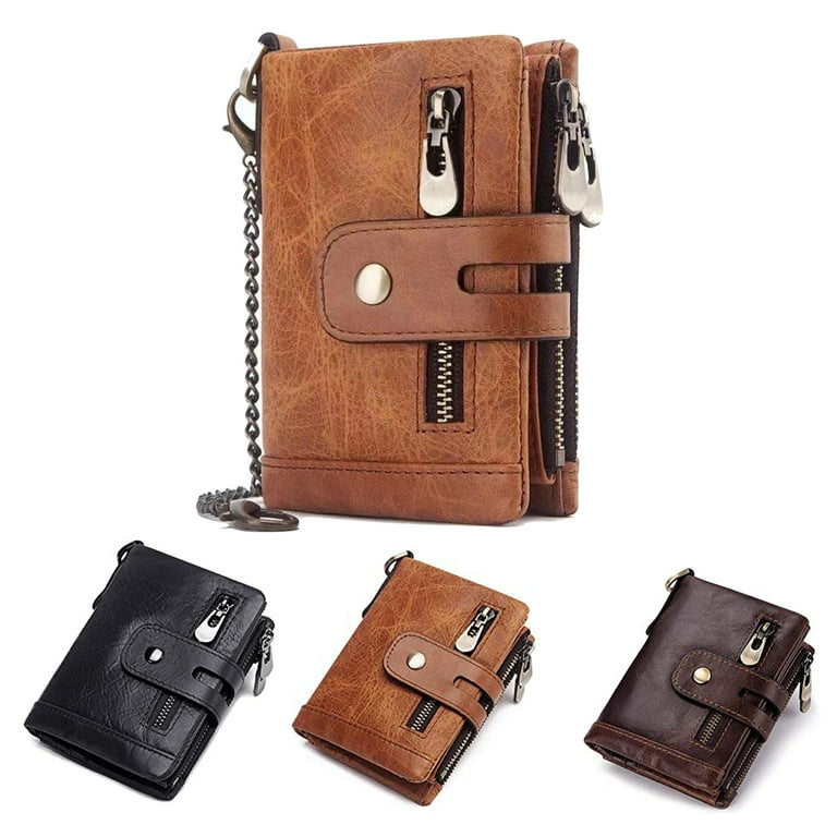 Men's Wallet with RFID Blocking Protection, Genuine Leather, Zip