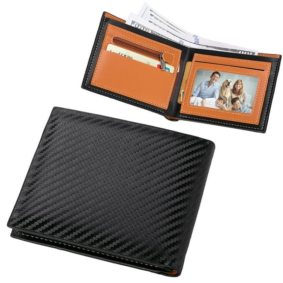 Mens Wallet Slim Bifold RFID Blocking Thin Credit Card Holder Minimalist Front Pocket Wallets for Men with Zipper Coin Pocket Black