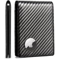 thumbnail image 1 of Mens Wallet for Airtag - Slim Bifold Leather Wallet with Stealth Pocket, ID Window, Card Slots, RFID Blocking for Men Adults（Carbon-Fiber）, 1 of 7