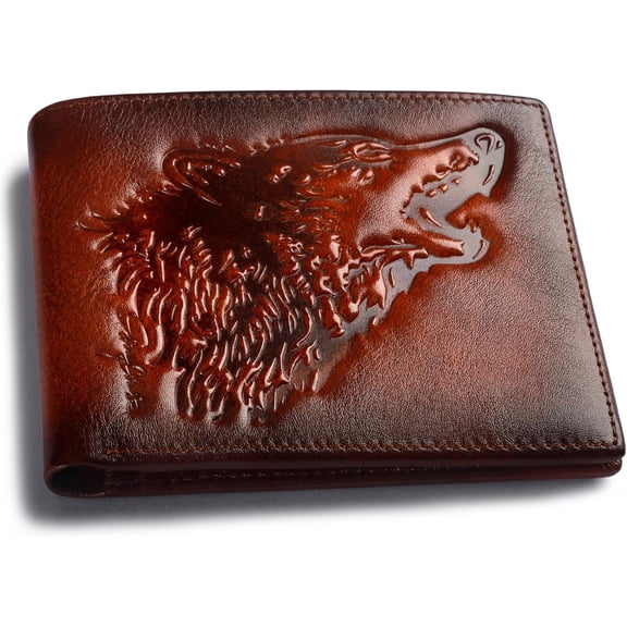 Mens Wallets Leather Bifold Cool Wallet For Men ,Rfid Blocking, For Him Husband (brown)