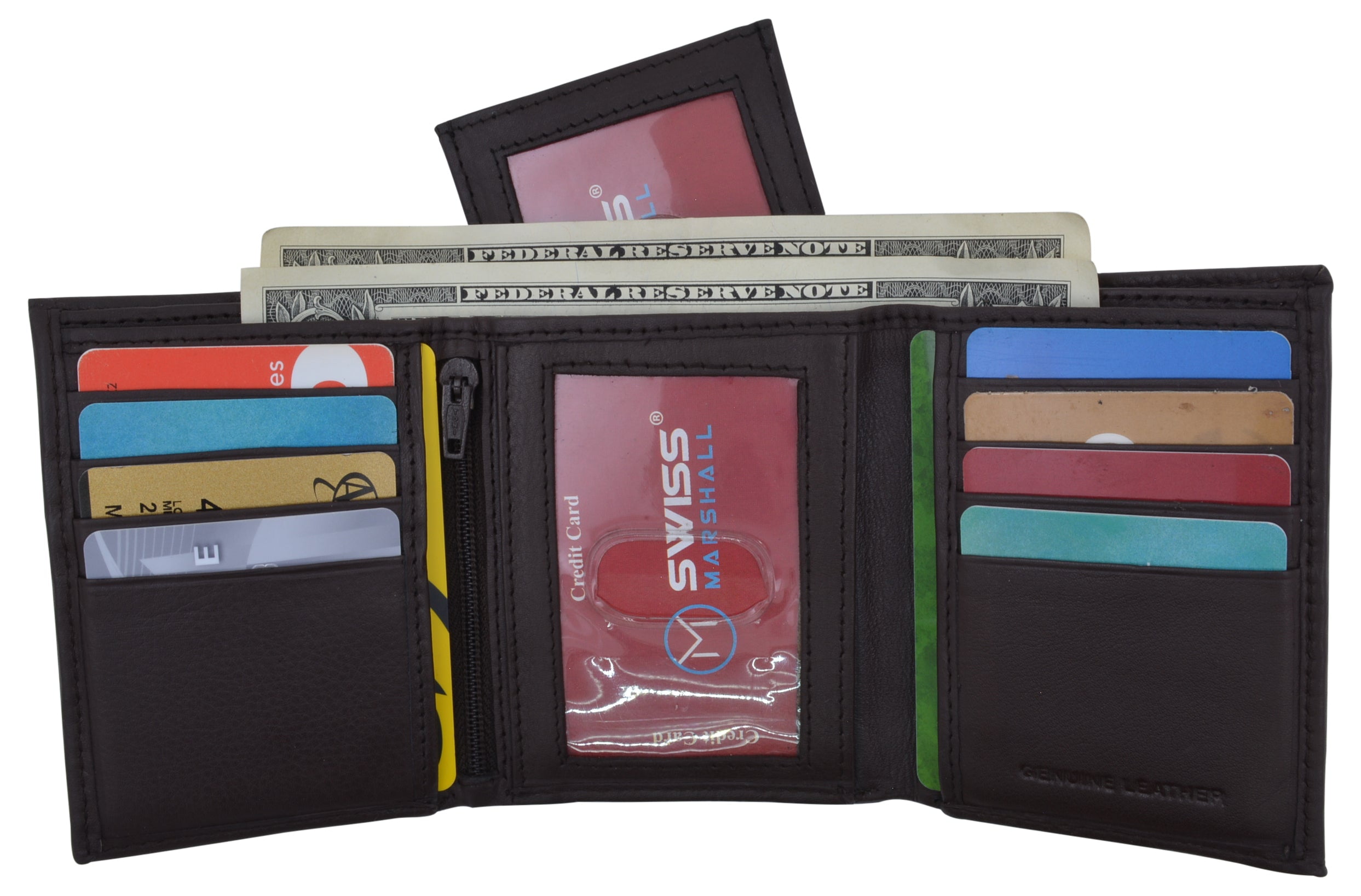 Mens Wallets Leather RFID Blocking Trifold Wallet Extra Capacity