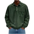 thumbnail image 1 of Mens Warm Corduroy Sweatshirt Casual Stand Collar Quarter Button Pullover Sweater Tops with Pockets for Cold Weather, 1 of 6