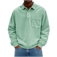 thumbnail image 1 of Mens Warm Corduroy Sweatshirt Casual Stand Collar Quarter Button Pullover Sweater Tops with Pockets for Cold Weather, 1 of 6