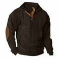 thumbnail image 1 of Mens Warm Corduroy Sweatshirt Casual Stand Collar Quarter Fall Metal Button Pullover Sweaters Long Sleeve with Pockets S-3XL, 1 of 5