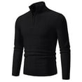 thumbnail image 1 of Mens Warm Pullover Sweater Knit V Neck Half Zip Solid Color Long Sleeve Casual Winter Tops, 1 of 3