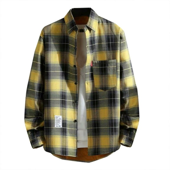 Mens Warm Sherpa Fleece Lined Plaid Flannel Shirts Jackets Casual Thermal Button Up Winter Work Coat Outwear