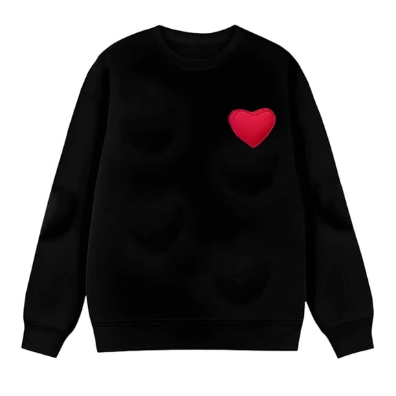 Mens Warm Sweatshirts Unisex Valentine'S Day Heart Button Mens Warm Clothing,Black,3XL